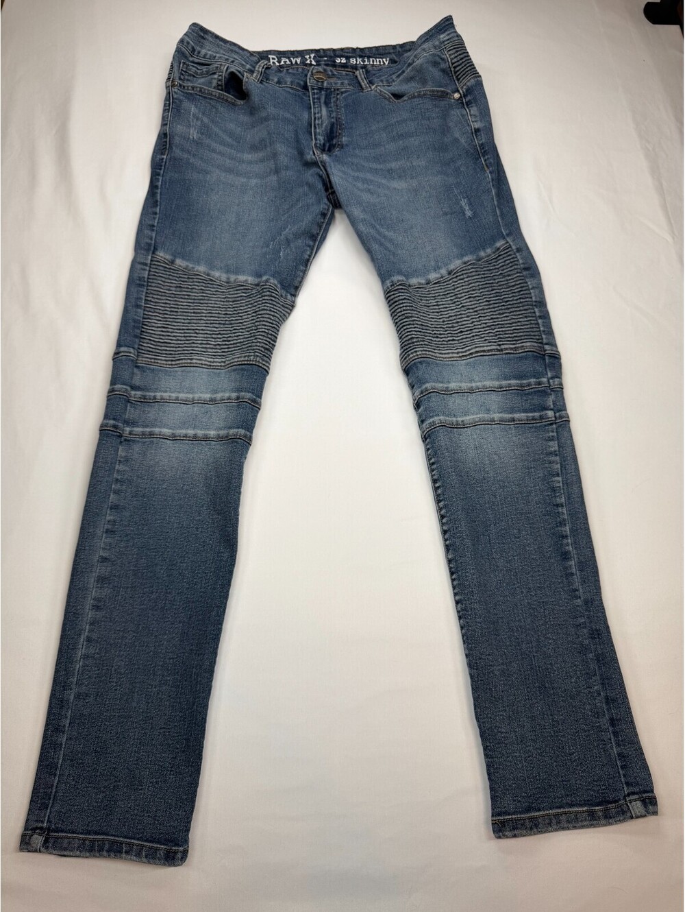 Raw X Men's Moto Jeans Skinny Fit Distressed Streetwear Biker Size 32 x 31 Blue